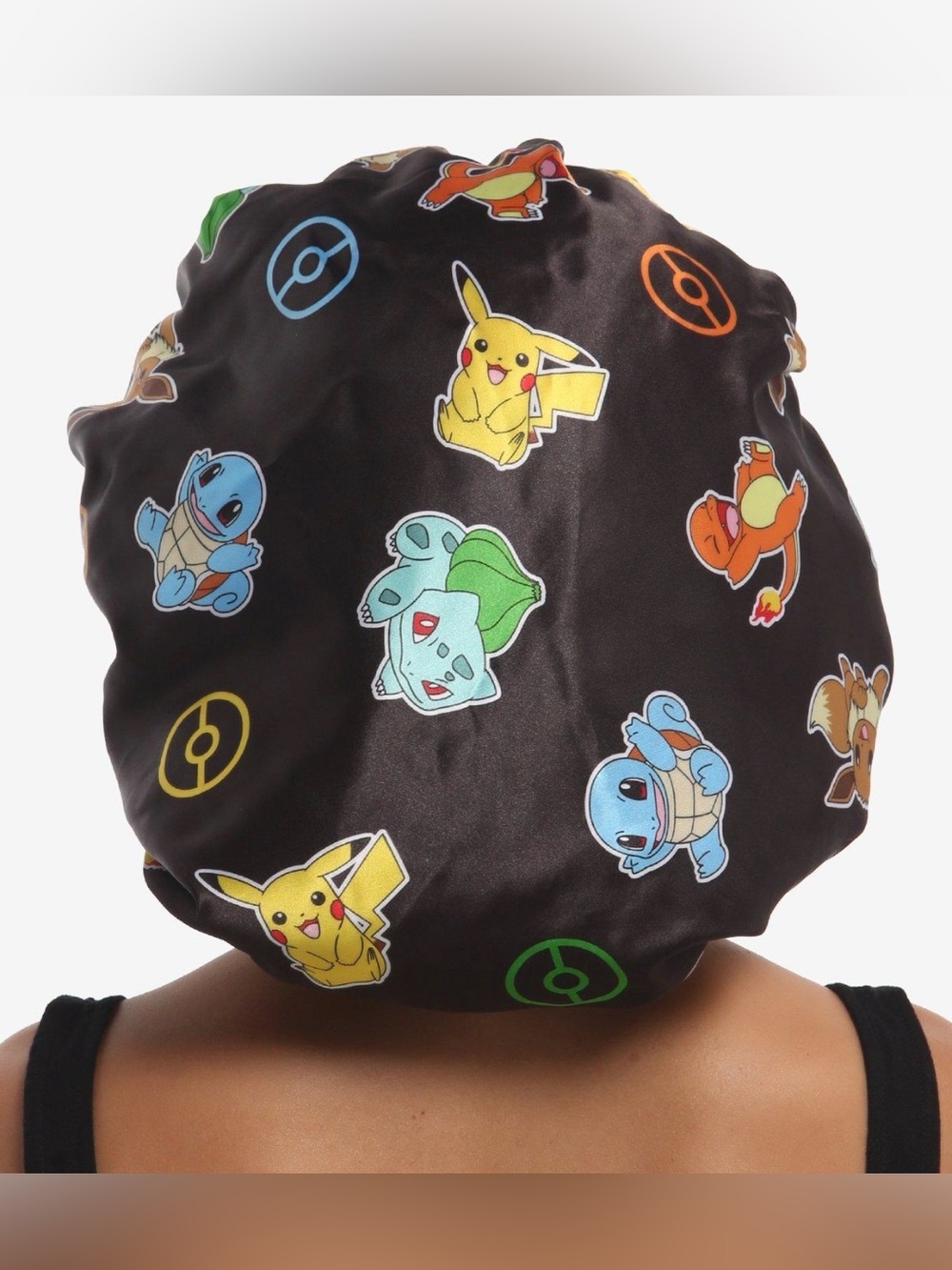 Pokemon Reversible Satin Hair Bonnet with Multicolor Characters- New